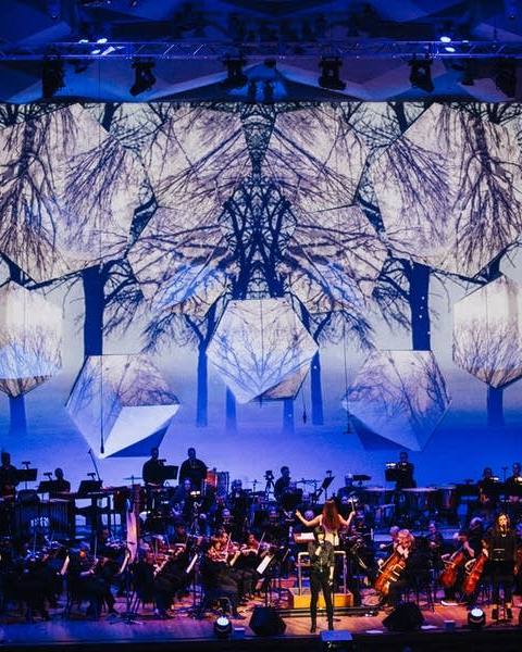 Dessa with orchestra and Cyber-Café projections